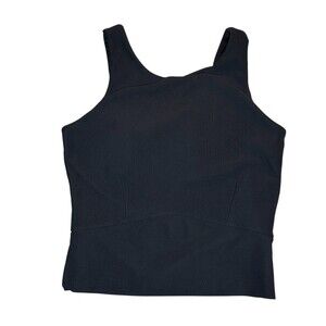 Move Theology Sports Bra Tank Top Womens M Black Criss Cross Back Longline